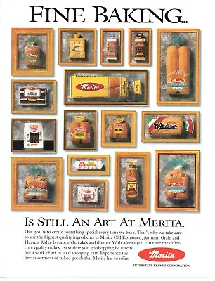 1997 MERITA BREAD BUNS Food PRINT AD WALL ART - FINE BAKING IS STILL AN ART • $13.64