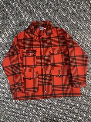 Vintage Pendleton Coat Men’s Large Mackinaw Cruiser Wool Plaid Red Black AS IS • $19.99