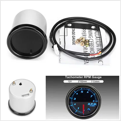 Universal 2  52mm 12V Car SUV Tachometer Tach Gauge 0-8000RPM 7Color LED Display • $38.89