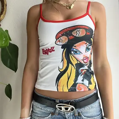 Girls Y2K 2000S Cartoon Anime Printing Tank Top Summer Vintage Crew Neck Crop To • $28.96