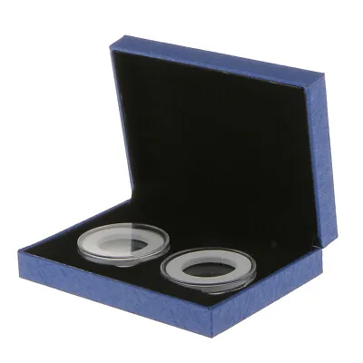 Presentation Box Display Case Coin Collection Gift For Double 40MM Coin Blue • £6.43