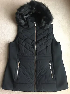 Michael Kors Women's Hooded Quilted Faux Fur Trim Vest Plus 1X Black • $119.99