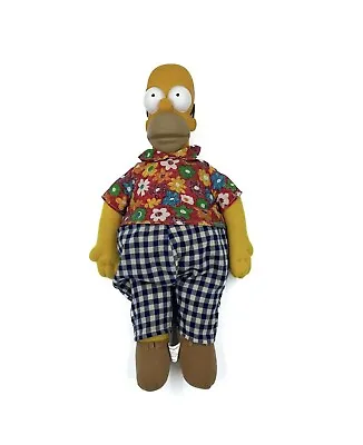 Homer Simpson Doll Soft Plush Toy 16  Hawaiian Shirt. Plastic Head 1997 RARE • £14.99