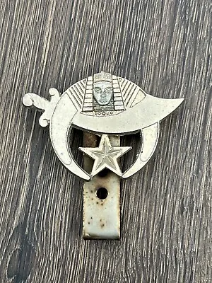 Vintage Shriners Temple Masonic License Plate TOPPER Badge Emblem Hot Rat Rod • $19.99