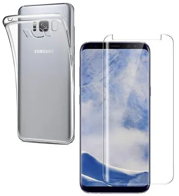 For SAMSUNG GALAXY S8 PLUS CLEAR CASE + TEMPERED GLASS SCREEN PROTECTOR COVER • $13.29