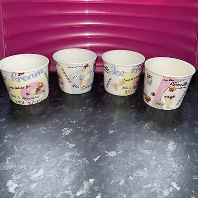 4 Dora Papis Ice Cream Cups In Ex Condition Vintage Style • £10