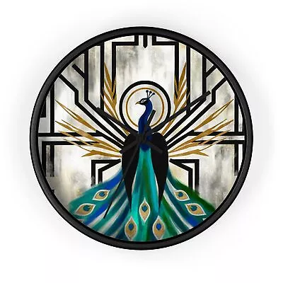 Home Decor Wall Clock Art Deco Peacock Elegance Retro Vintage Style Bird Classic • $45