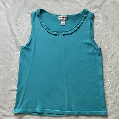 Goode Impressions Women's Vintage Baby Blue Sleeveless Knit Top Size L Stretch • $5.45