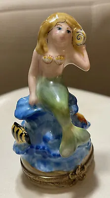 Limoge Mermaid Trinket Box Porcelain Peint Main Limited Edition Signed 55/500 • $175