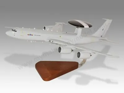Boeing E-3D Sentry AWACS RAF Solid Mahogany Wood Replica Airplane Desktop Model • $198.59
