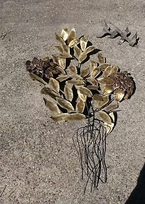 54  C. Jere Partner's Signature Brass Wall Sculpture Leaves/Flowers TorchCut MCM • $300