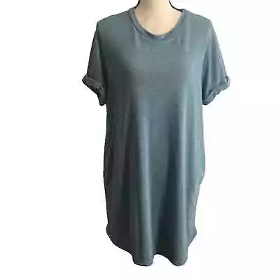 Story Easy Wear T Shirt Dress Pockets Blue Size L • $12