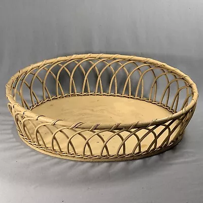 Antique Wicker Basket Tray Wood Bottom • $44.99