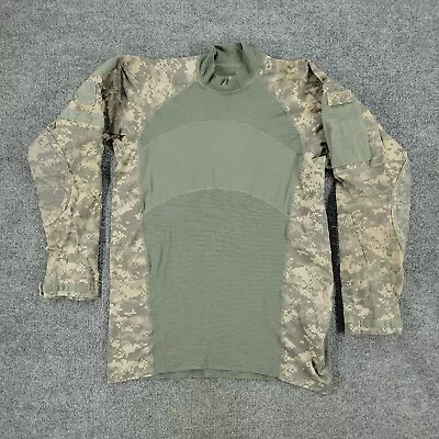 Massif Shirt Men's Medium Green Beige Camo Army Combat Shirt Military Mock Neck • $18.39