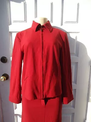 Moschino Deep Red Zipper Front Jacket Skirt Suit Suit Sz 10 • $63.74