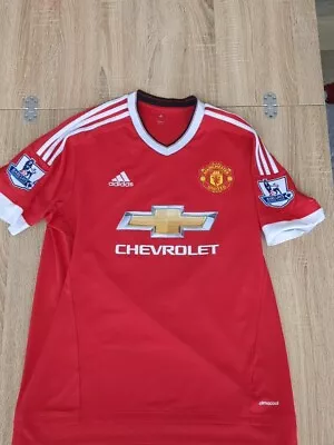 2015-16 Manchester United Home Football Shirt Large Adidas Prem Badges On Sleeve • £18