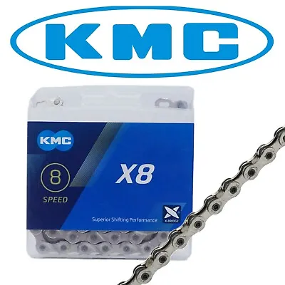 KMC X8 Bike 8-Speed Chain Silver W/ Reusable MissingLink 116 Links • $16.50