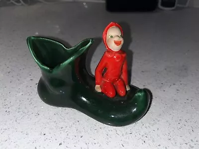 Vtg Christmas  Ceramic Elf On A Boot Planter Pixie Planter Mid-Century Modern • $24.99