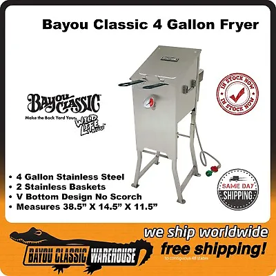 Bayou Classic 4 Gallon 2 Basket Propane Deep Fryer - Stainless Steel 700-701 • $499.99