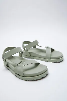 $39.99 • Buy Zara Rubberized Low Heel Sandals, Size 6, Green NWT
