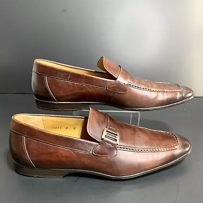 Magnanni Men’s Lino Brown Leather Dress Shoes Loafers 15061 Brown Size 9 M • $61.20