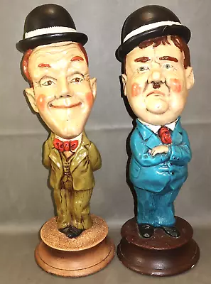 Set Of 2 VINTAGE 16  Laurel & Hardy Chalkware Figures Sculptures • £83.73