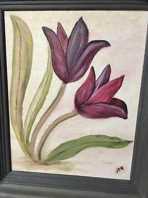 $19.95 • Buy Tulip Flowers Blooming Original Oil Painting 10 X11.5 