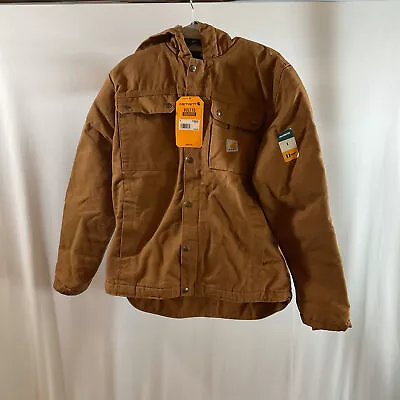 Carhartt OJ3826-M Mens Brown Sherpa-Lined Relaxed Fit Utility Jacket Size Small • $69.99