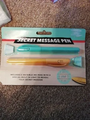 SECRET MESSAGE INVISIBLE WRITING Sets 2 PENS WITH UV Lights. Brand New  • £3.99