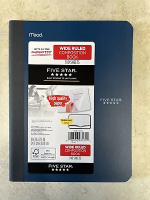Mead Five Star Composition Notebook 100 Wide Ruled Sheets High Quality Paper  • $2.39