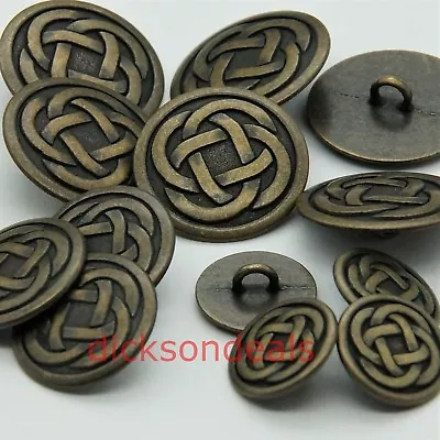 6 Celtic Knot Metal Buttons Dark Bronze Colour 15mm 19mm Or 23mm 10% Off For 2+ • £4.20