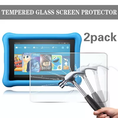 2X Pack Tablet Tempered Glass Screen Protector For Amazon Fire 7/HD 8/HD 10 Kids • £6.99