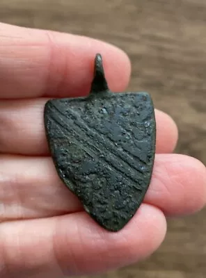 Medieval 13th-14th Century Bronze And Enamel Heraldic Pendant. • £160