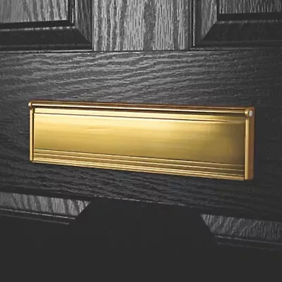 Door Letterbox PVC Metal Flap Cover Internal Twin Brush Draught Seal Gold Effect • £9.86