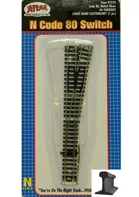 Atlas N Scale ~ New 2024 ~ Code 80 ~ #6 Switch ~ Custom Right Turnout ~ 2753 • $17.86
