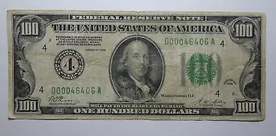 Series 1928 US $100 Dollar Bill Federal Reserve Note 4 Ohio Cleveland Low Serial • $211.99