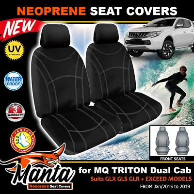 $141.55 • Buy Manta Custom Neoprene Black Front Seat Covers TRITON MQ DUAL CAB 1/2015-12/2018