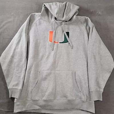 Miami Hurricanes Antigua Gray Pull Over Hoodie Sweater Mens • $24.99