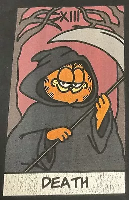 Men’s Black 2XL Garfield T-Shirt Death Grim Reaper Funny.    2260 • $11.99