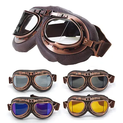 Flying Helmet Goggles Leather Sun Glasses Air Force Pilot Vintage Retro Eyewear • $12.59