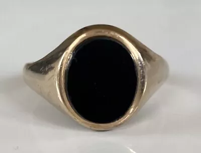 Mens Gents 9ct Gold Onyx  Ring Finger Size V • £159