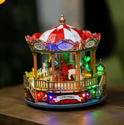 Christmas Carousel LED Decoration Light Up Musical Fairground Xmas Ornament • £29.99