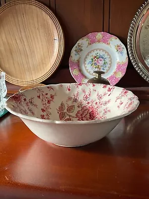 Johnson Bros Rose Chintz Pink 8  Rd Vegetable Serving Bowl~made In England~euc • $20