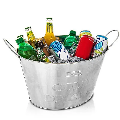 24l Galvanised Steel Ice Bucket Party Picnic Tub Beverage Drink Beer Cooler Wine • £14.94