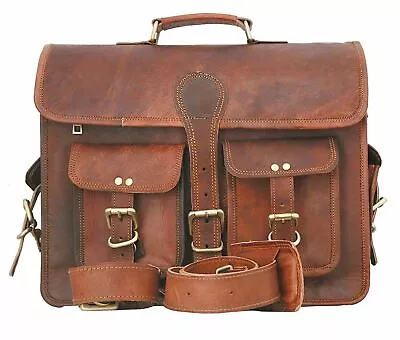 Men's Vintage Laptop Leather Messenger Shoulder Bag Briefcase Satchel • $89.91