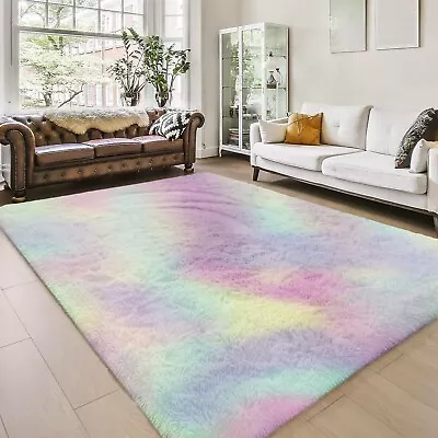 Large Shaggy Fluffy Rugs Anti-Slip Super Soft Mat Living Room Bedroom Carpet Rug • £29.99