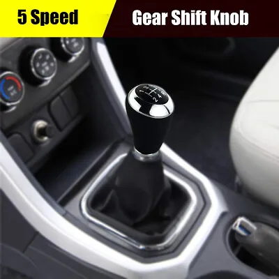 $30.58 • Buy 5 Speed Black Leather Manual  Transmission Car Gear Shift Knob Shifter Lever