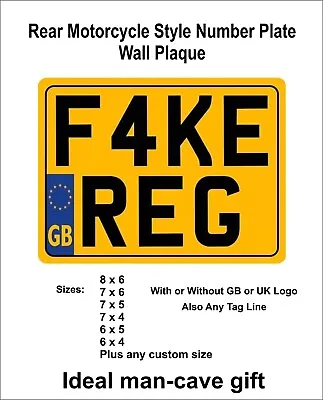 Number Plate Style Wall Plaque UK Plate Style Gift For Bike Scooter Motorcycle • £6.99