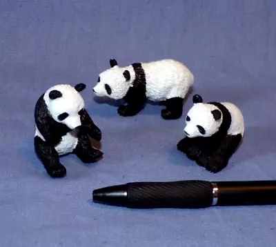 Lot 3 Safari Miniature Dollhouse Panda Bear Figurine Plastic Toys Animals 1-1.5  • $14.99