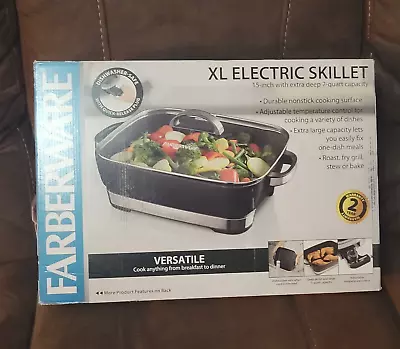 FARBERWARE XL Electric Skillet 15  Extra Deep 7 Quart Non-Stick W/Lid Brand New! • $65